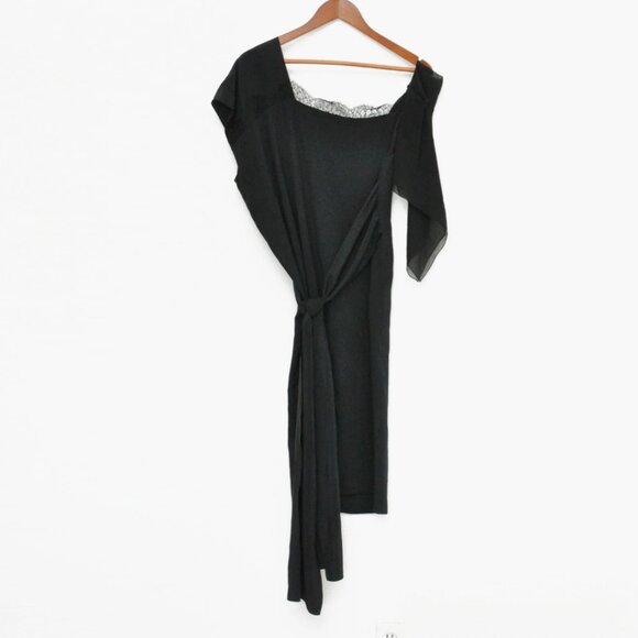 ANNE VALERIE HASH BLACK LACE CHIFFON TIE DRESS SIZE SMALL - Picture 10 of 10